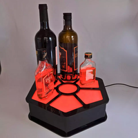 Bar Discothèque Logo personnalisé Acrylique Led Coloré Lumineux Hexagonal Présentoir À Vin Porte-Vin Base Bouteille Glorifier