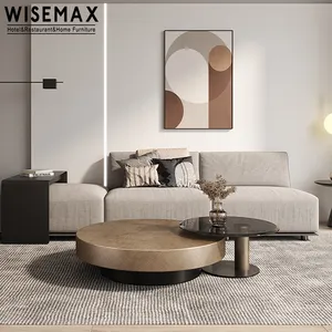 WISEMAX FURNITURE factory sale luxury round sofa end table grande piccolo tavolino in metallo color bronzo per soggiorno