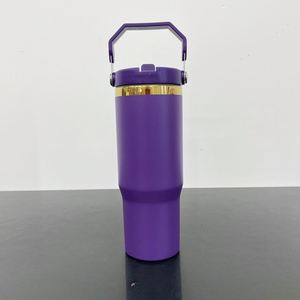 Gobelet de voyage isotherme 30oz plaqué or avec couvercle à clapet et paille, finition miroir, écologique et sans BPA, gravé au laser - Product Image 5