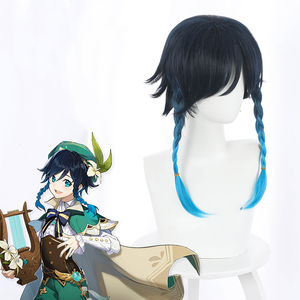 Peluca de <span class=keywords><strong>Cosplay</strong></span> Ainizi de 45 cm con Doble Trenza, Nueva Llegada de <span class=keywords><strong>Venti</strong></span> de Genshin Impact para Chicas - Product Image 3