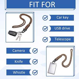 เชือกพาราคอร์ดสีดำพร้อมคลิปตะขอ,เคสโทรศัพท์พวงกุญแจบัตรประจำตัวประชาชนสำหรับตั้งแคมป์กิจกรรมกลางแจ้งปี2022 - Product Image 4