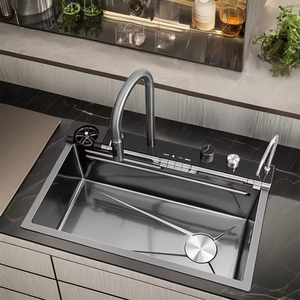 Gran oferta de fregadero de cocina inteligente grueso de 4mm con pantalla Digital y teclas de <span class=keywords><strong>Piano</strong></span>, fregadero de cocina de acero inoxidable en cascada - Product Image 4