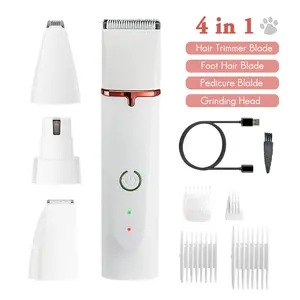 Tondeuses pour chiens 4 en 1 Kit de toilettage pour poils d'animaux Nettoyeur de pattes de chiens à faible bruit Tondeuse pour oreilles de chiens - Product Image 1