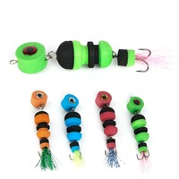 Leurre de pêche flottant EVA 4 pièces, multi-couleurs, avec hameçon triple et jupe de queue, pour eau salée et appât pour bar