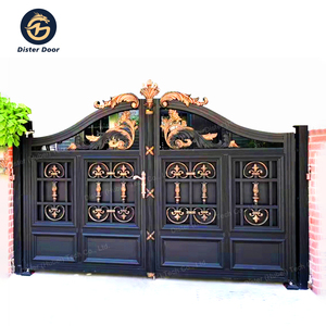 Porte d'entrée en aluminium Porte de villa cintrée noire Porte de style européen Porte de sécurité de cour de petite villa - Product Image 1
