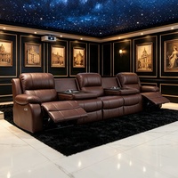 Sillones de Cine Modernos y Funcionales, Reclinables, de Cuero, con Reposapiés Extensibles, Mesa de Masaje Metálica, Portavasos, Luces USB