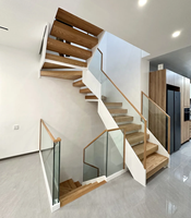 Ventes directes d'usine VIKO Composants préfabriqués Marches en chêne Escalier à double limon blanc