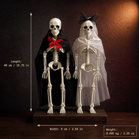 SIPKLR Ensemble de mariée et marié squelettes d'Halloween de 15,7'' avec petits crânes en plastique pour décoration de maison hantée ou de mariage