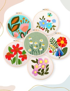 Kit de Broderie Fait Main 3 Pièces pour Débutants Adultes et Enfants - Motif Floral en Polyester, Aiguille à Punch, Mug et Tapis, Point de Croix - Product Image 2