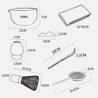 Ensemble de fouets à matcha de conception japonaise - Kit de 7 pièces avec cuillère chashaku, support pour cuillère, bol et tamis, fabriqué en Chine