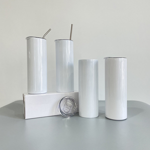 EE. UU. Almacén 20oz Blanco Absolutamente borde plano Borde de ángulo recto Sublimación Espacios en blanco Vaso recto con pajita de metal - Product Image 2