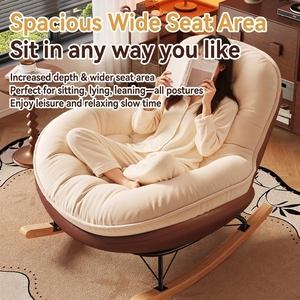 Fauteuil à bascule moderne d'extérieur en tissu, style nordique, ergonomique, pour patio, jardin, balcon et salon intérieur - Product Image 3
