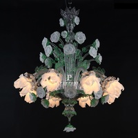 Luminaire contemporain de plafond en verre de Murano blanc vert clair Luminaire suspendu pour escalier d'hôtel Lustre à LED pour décor de bar
