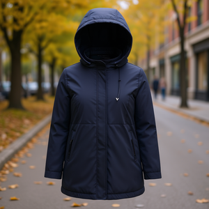 HDJ Plus Size Cotton <b>Hooded</b> <b>Jacket</b> 47-57 KB-853 <b>Women</b> Autumn Casual Coat <b>Lightweight</b> Zipper Front - Product Image 3