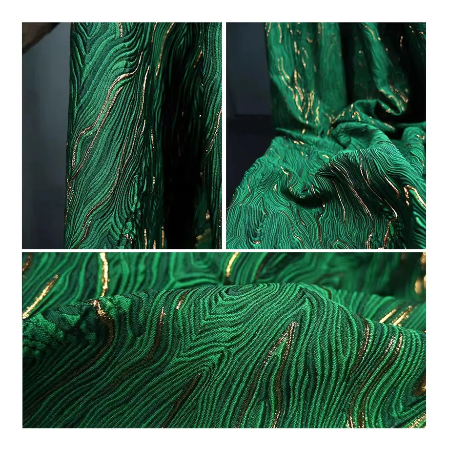 Garen Geverfd Brokaat Jacquard Stof Groen Voor Metallic Jurk Brokaat Jacquard Stof Luxe Heren