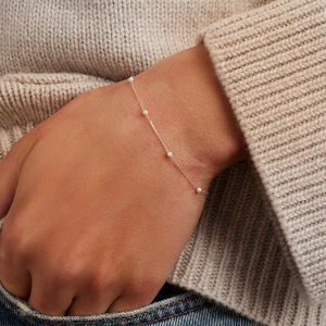 S925 Pure Silver Style Pearl <b>Stacking</b> Temperament Versatile <b>Bracelet</b> Qixi Gift - Product Image 2