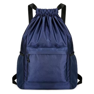 Mochila con cordón de nailon, bolsa con cordón para exteriores, Ripstop, con bolsillo frontal con cremallera, bolsillos laterales de malla, mochila informal ligera para el día a día - Product Image 3