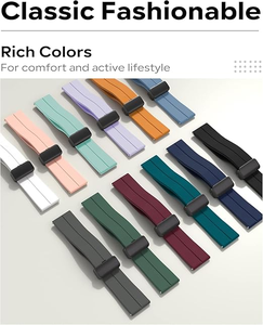 Lionorm magnétique fermoir pliant bande pour <span class=keywords><strong>Huawei</strong></span> Samsung montre 22mm 20mm bracelet en Silicone bracelet montre bande accessoires - Product Image 3