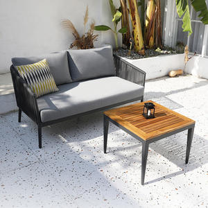 Canapés <span class=keywords><strong>de</strong></span> <span class=keywords><strong>jardin</strong></span> en rotin d'aluminium <span class=keywords><strong>de</strong></span> luxe modernes à <span class=keywords><strong>2</strong></span> places, ensembles <span class=keywords><strong>de</strong></span> meubles d'extérieur en osier pour cour, patio, coussins inclus - Product Image 2