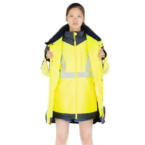 High visibility road Safety reflective wear with high visibility safety women's jacket parka