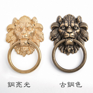 Timbre de puerta con cabeza de animal Dingcheng, de cobre, con diseño de león y tigre, para puerta de madera, herraje decorativo retro. - Product Image 3