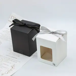 กล่องกระดาษใส่เทียนแบบพับได้กล่องของขวัญแบนบรรจุหรูหรากล่องกระดาษเทียนพร้อมโลโก้ของคุณเอง