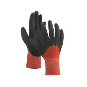 Sunnyhope construction 13 gauge polyester liner crinkle Latex coated back open Safety gloves