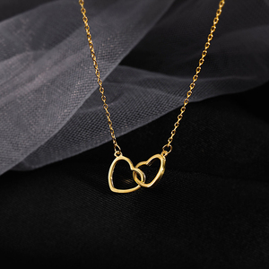 Collar con colgante de corazón de mejores amigos chapado en oro, cadena de acero inoxidable de doble bucle, nuevo diseño, <span class=keywords><strong>2022</strong></span> - Product Image 2