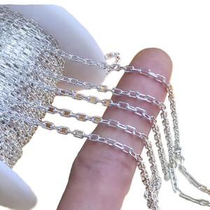 YIREPIN 925 <b>Silver</b> Plated 2.4mm <b>Wire</b> Geometric Shape Rectangular Chain Bulk Necklace Bracelet Men Women Permanent Jewelry Making - Product Image 1