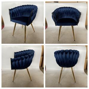 Muebles de comedor tejidos para interiores de fábrica, sillón cómodo, silla <span class=keywords><strong>con</strong></span> forro de terciopelo <span class=keywords><strong>con</strong></span> patas de metal - Product Image 4