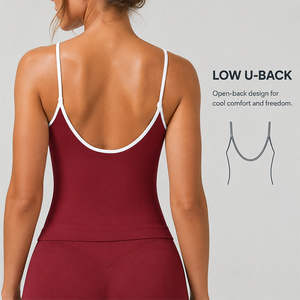 Camiseta Deportiva para Mujer, Sin Costuras, con Ribete en Contraste, Alta Elasticidad, Espalda Baja, para Yoga, Pilates, Gimnasio y Entrenamiento - Product Image 4