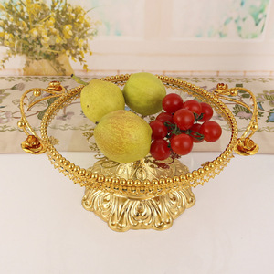 <span class=keywords><strong>Corbeille</strong></span> à fruits de luxe <span class=keywords><strong>en</strong></span> métal doré avec couvercle <span class=keywords><strong>en</strong></span> verre <span class=keywords><strong>cristal</strong></span> assiette à fruits du Moyen-Orient plateau à noix et fruits secs - Product Image 5