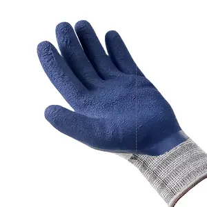OEM sarung tangan karet, sarung tangan Dacron busa lateks anti potong 55g, sarung tangan keselamatan/pelindung