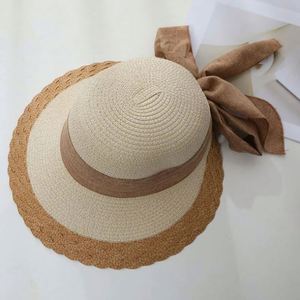Color Matching Bow Fashion Women Summer Large Brim Bulk <b>Sunscreen</b> Shading Fisherman Wholesale Hat Straw - Product Image 6