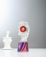Médailles de trophées de sport sur mesure nouvelle atmosphère créative trophée de verre de cristal médaille d'or excellentes Plaques métalliques du personnel