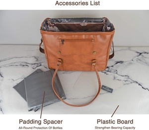 Bolsa Enfriadora de <span class=keywords><strong>Vino</strong></span> Acolchada y Aislada, Portátil, de Cuero, para <span class=keywords><strong>2</strong></span> <span class=keywords><strong>Botellas</strong></span>, Bolsa de Transporte - Product Image 3