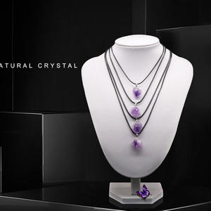 Collier d'améthyste irrégulière, pierre de couleur violette naturelle, pendentif en Quartz, bijou de roche - Product Image 6