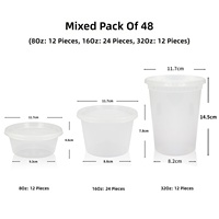 Contenants alimentaires jetables avec couvercles, 50 ensembles, sans BPA, étanches, hermétiques, boîtes à emporter 3 tailles pour soupe, congélateur, micro-ondes