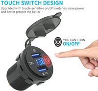 Prise de charge rapide double USB QC3.0 améliorée 12V/24V |   Voltmètre numérique LED, interrupteur à commande tactile