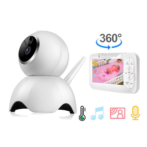 Moniteur pour bébé 5,0 pouces, caméra rotative à 360 degrés 1080P, pixels HD, vision nocturne infrarouge invisible 24 heures, plusieurs <span class=keywords><strong>chansons</strong></span> - Product Image 1