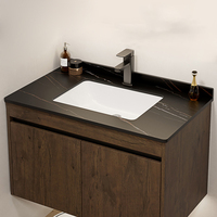 Ensemble de meubles de salle de bain en aluminium, lavabo en céramique blanc laiteux antirouille, miroir LED, armoire murale de rangement pour projet hôtelier
