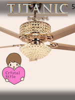 52 Lumière de ventilateur de plafond invisible en cristal argenté avec télécommande 3 changements de couleur Lampe de ventilateur de lustre LED