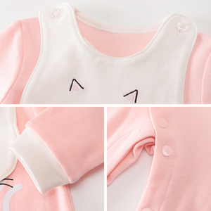 Mono de algodón unisex para bebé con babero, ideal para otoño, venta al por mayor - Product Image 2