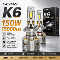 Ampoule de conversion de phare LED SFIDA K6 nouvelle génération 12V 6000K super lumineuse 150W 15000LM