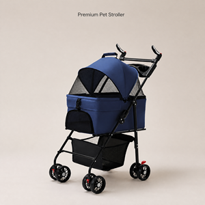 2-in-1 Großer Haustier-Kinderwagen mit Abnehmbaren Gurten 32x53cm Atmungsaktives Netz Hohe Sichtposition Faltbarer Hundeträger für Hunde und Katzen - Product Image 1
