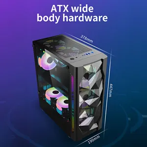 Full Tower ATX/MATX/ITX PC Gaming Desktop Case With Tempered Glass Front Panel USB And Audio Ports RGB Fan Factory Price