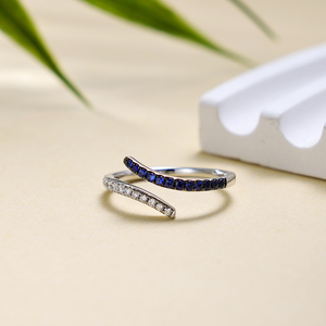Anillos de Compromiso Clásicos de Oro Sólido de 14K con Zafiro y Baño de Rodio para Mujer, Joyería de Lujo Personalizada para Fiestas - Product Image 1