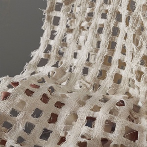 Nouveau tissu en <span class=keywords><strong>lin</strong></span> et coton brut, couleur originale, délavé, à motif quadrillé ajouré, vintage, vieilli et effiloché, pour robe de créateur - Product Image 5