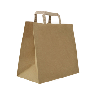 Sacs en papier kraft Havana de marque Carte Dozio, fabriqués en Italie, avec poignées plates, taille 32+17x29 cm, lot de 300 pièces, pour vente au détail et plats à emporter - Product Image 1