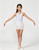 Haut de danse de ballet Anna Shi à col halter et jupe en maille, tenue d'entraînement de ballet pour adulte avec découpes et bretelles au dos